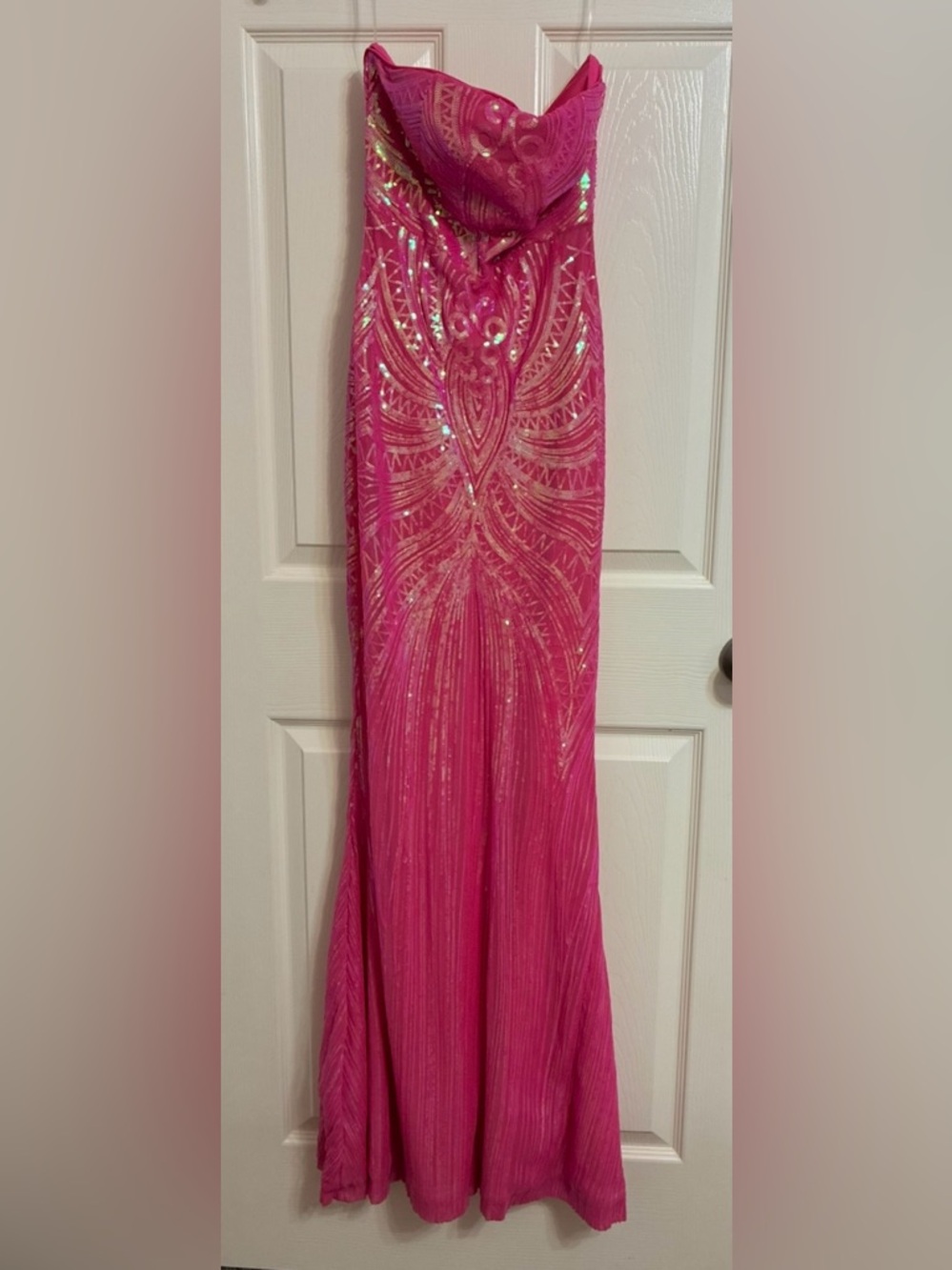 Elegant Hot Pink Sequin Evening Dress by Faeriesty